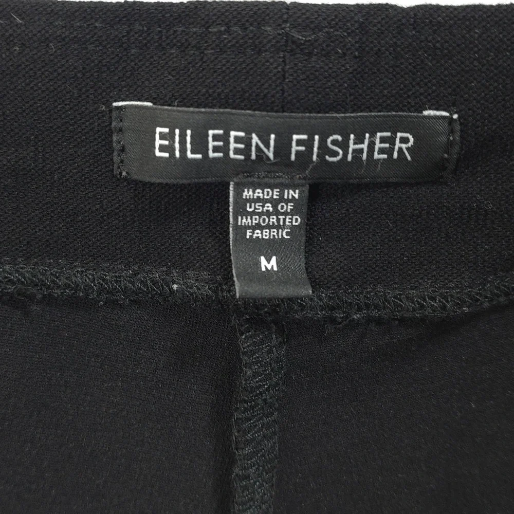 Eileen Fisher Crepe Pants Pull On Stretch Black Women M Minimalist Chic Travel
